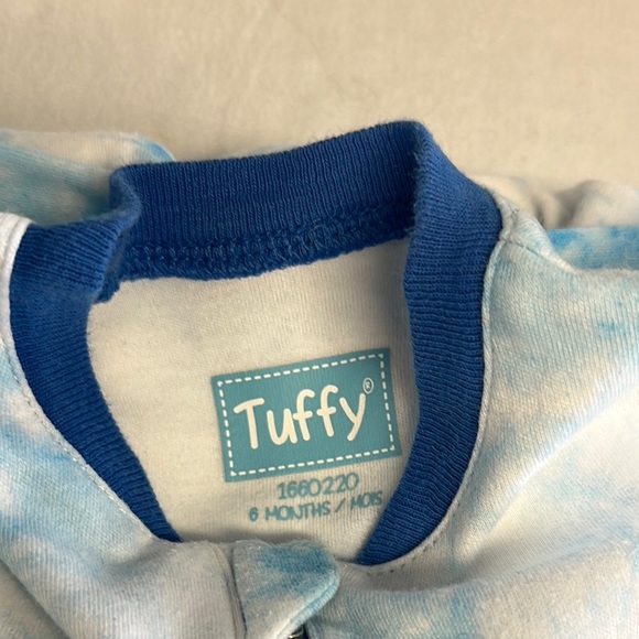 Tuffy Blue and White Baby Onesie with Moon Design - Picture 2 of 3